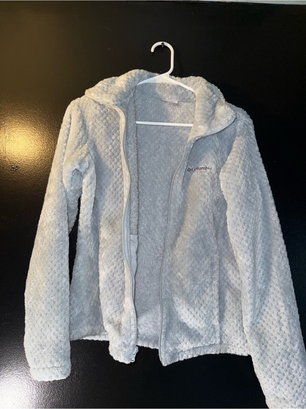 Columbia Kids Light Gray Plush Fleece Zip-Up Jacket
